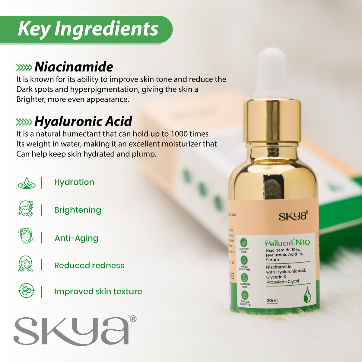PELLUCID – N10 Ser cu Niacinamida 10% si Ac. Hialuronic 20 ml