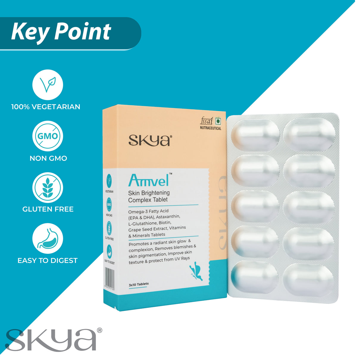 AMVEL Tablete complexe pentru luminozitatea pielii 30 buc