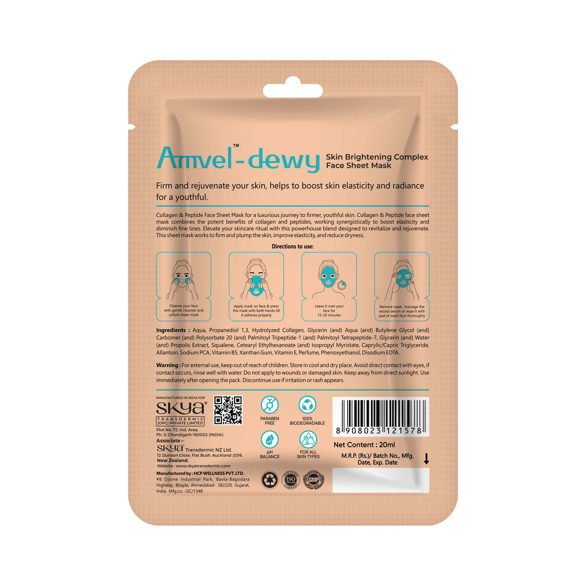 AMVEL - DEWY Mască cu complex înălbitor 20 ml